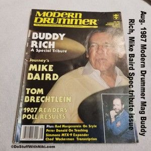 Aug. 1987 Modern Drummer Mag Buddy Rich, Mike Baird Spec tribute issue